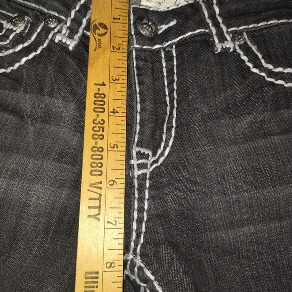 L.A. Idol Black Bootcut Jeans with Thick White Stitching - Picture 7 of 11
